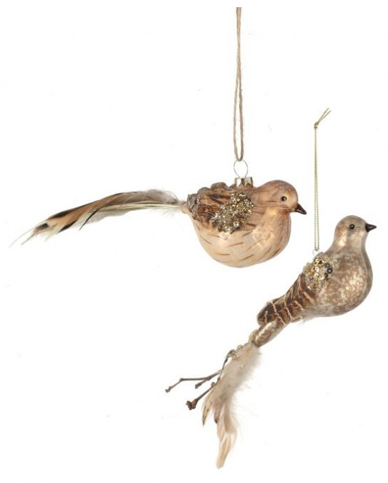 Glass Feathered Quail Ornament