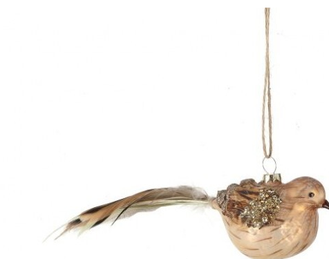 Glass Feathered Quail Ornament
