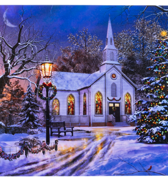 XL LED Christmas Church Canvas