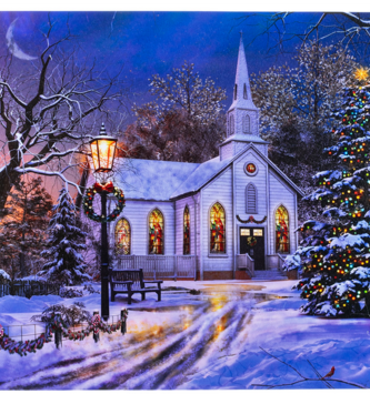 XL LED Christmas Church Canvas