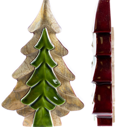 red tree① Nearly Natural 8-ft Fraser Fir Pre-lit Flocked Red Artificial