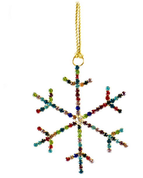 Multicolor Rhinestone Snowflake Ornament (2-Sizes)