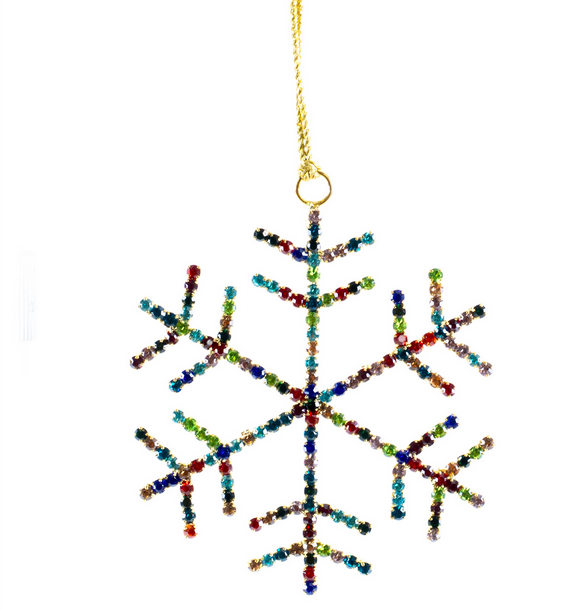 Multicolor Rhinestone Snowflake Ornament (2-Sizes)