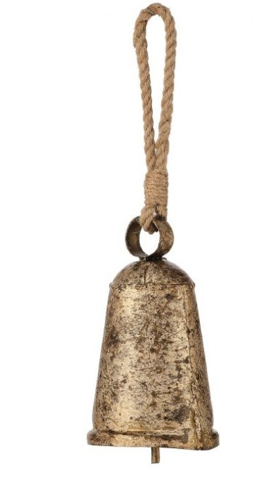 Antiqued Golden Iron Bell Ornament