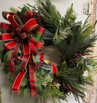 Custom Traditional Mountain Christmas Wreath