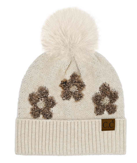Daisy Beanie w/ Pom Pom (2-Colors)