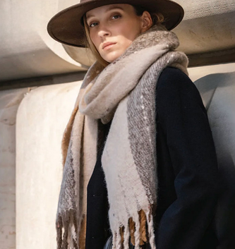 Tritone Cozy Fringed Scarf