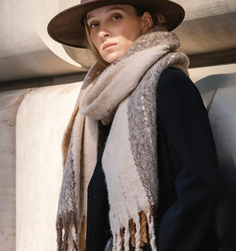 Tritone Cozy Fringed Scarf