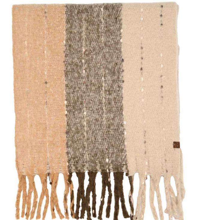 Tritone Cozy Fringed Scarf