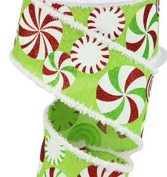 2.5"x 10 YDS Wired Snow Edged Candy Ribbon