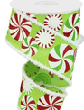 2.5"x 10 YDS Wired Snow Edged Candy Ribbon