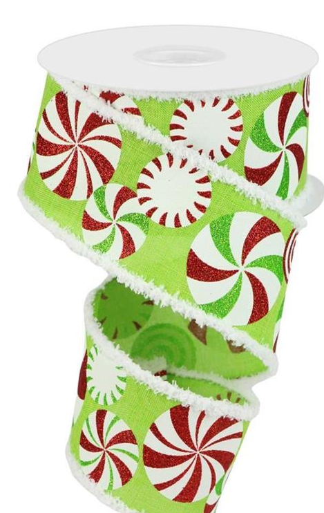 2.5"x 10 YDS Wired Snow Edged Candy Ribbon