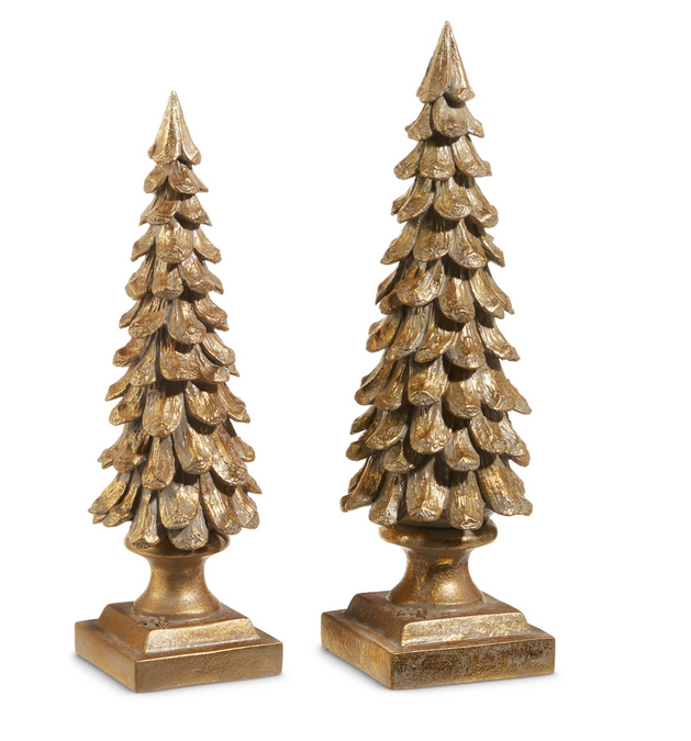 Set of 2 Antiqued Gold Trees