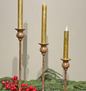 Set of 3 Golden Taper Candle Holders
