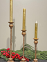 Set of 3 Golden Taper Candle Holders