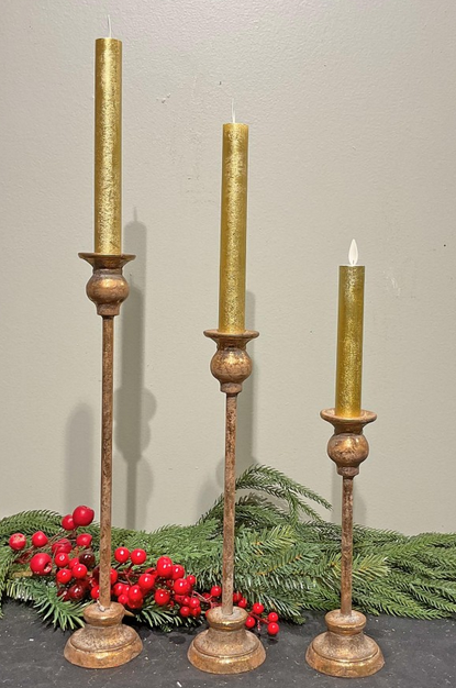 Set of 3 Golden Taper Candle Holders Set of 3 Golden Taper Candle Holders