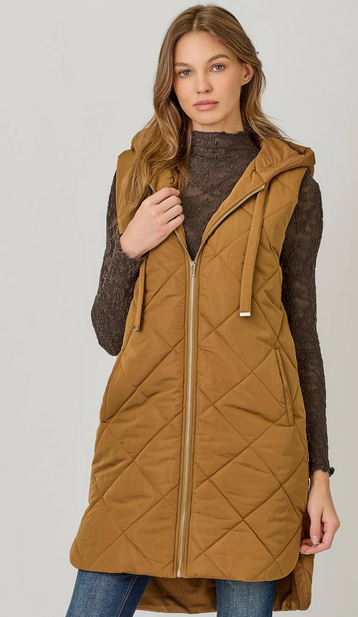 Mystree Long Quilted Puffer Vest By: Mystree (2-Colors) Mystree Long Quilted Puffer Vest By: Mystree (2-Colors)