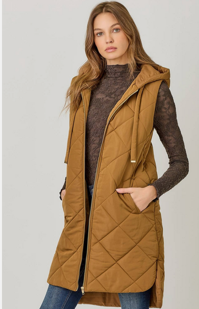 Mystree Long Quilted Puffer Vest By: Mystree (2-Colors) Mystree Long Quilted Puffer Vest By: Mystree (2-Colors)