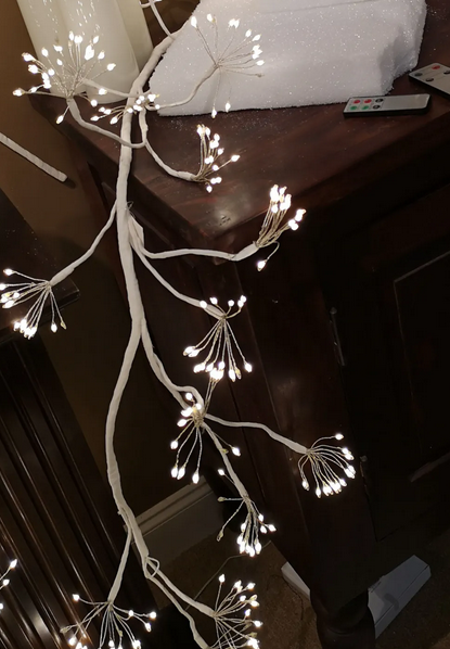 70" LED White Starburst Twig Garland