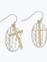 Hammered Two Tone w/ Cross Earrings