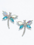 Clear Crystal & Aqua Dragonfly Earrings