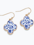 Blue & White Clover Earrings