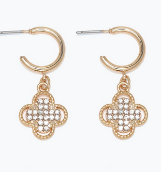 Hoop w/ Crystal Clovers Earrings