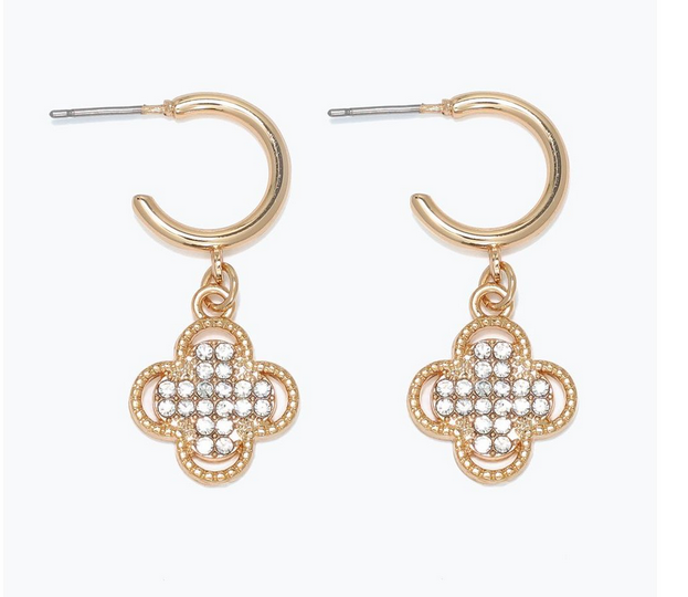 Hoop w/ Crystal Clovers Earrings