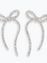 Long Silver Bows w/ Crystal Earrings