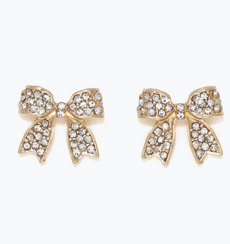 Gold Bows w/ Crystals Earrings