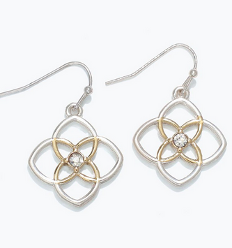 Two Tone w/ Crystals Earrings