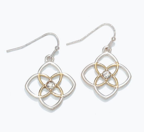 Two Tone w/ Crystals Earrings