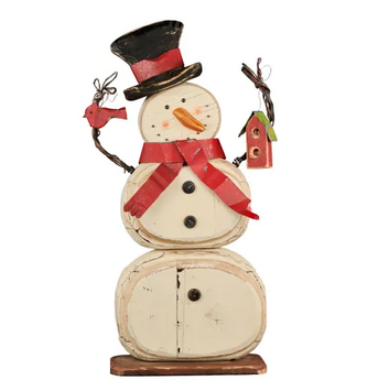 Distressed Snowman w/ Birdhouse