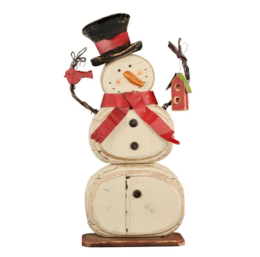 Distressed Snowman w/ Birdhouse