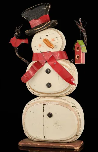 Distressed Snowman w/ Birdhouse