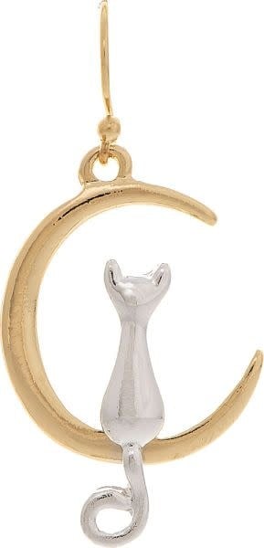 Cat in the Moon Earrings