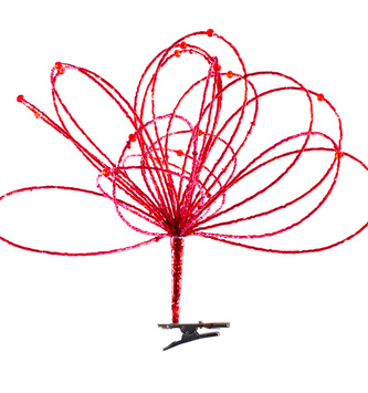Clip on Red Beaded Loop Spray
