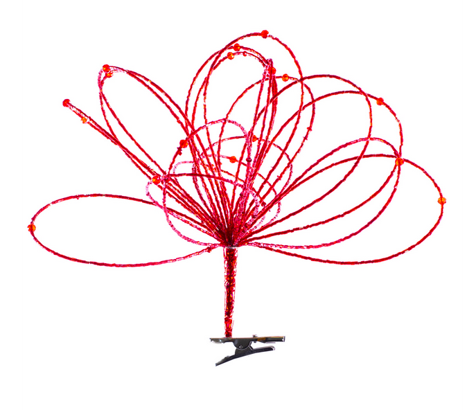 Clip on Red Beaded Loop Spray