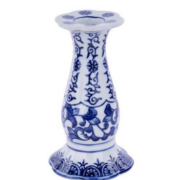 Blue & White Porcelain Candlestick (2 Sizes)