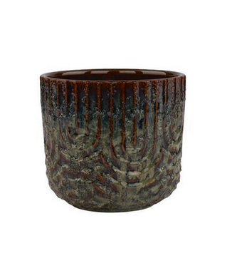 Green Stoneware Drape Line Container