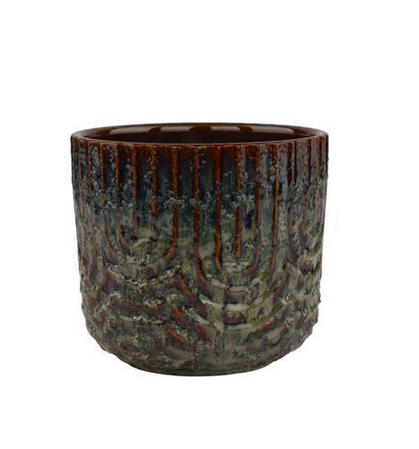 Green Stoneware Drape Line Container