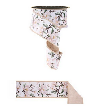 2.5" x 10 yd Wired Magnolia Ribbon