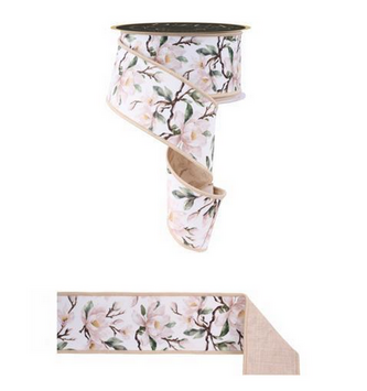 2.5" x 10 yd Wired Magnolia Ribbon