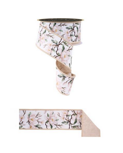 2.5" x 10 yd Wired Magnolia Ribbon