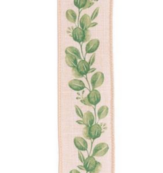 1.5" x 10 yd Wired Eucalyptus Ribbon