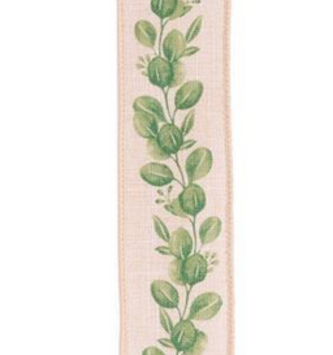 1.5" x 10 yd Wired Eucalyptus Ribbon