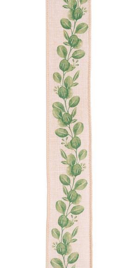 1.5" x 10 yd Wired Eucalyptus Ribbon