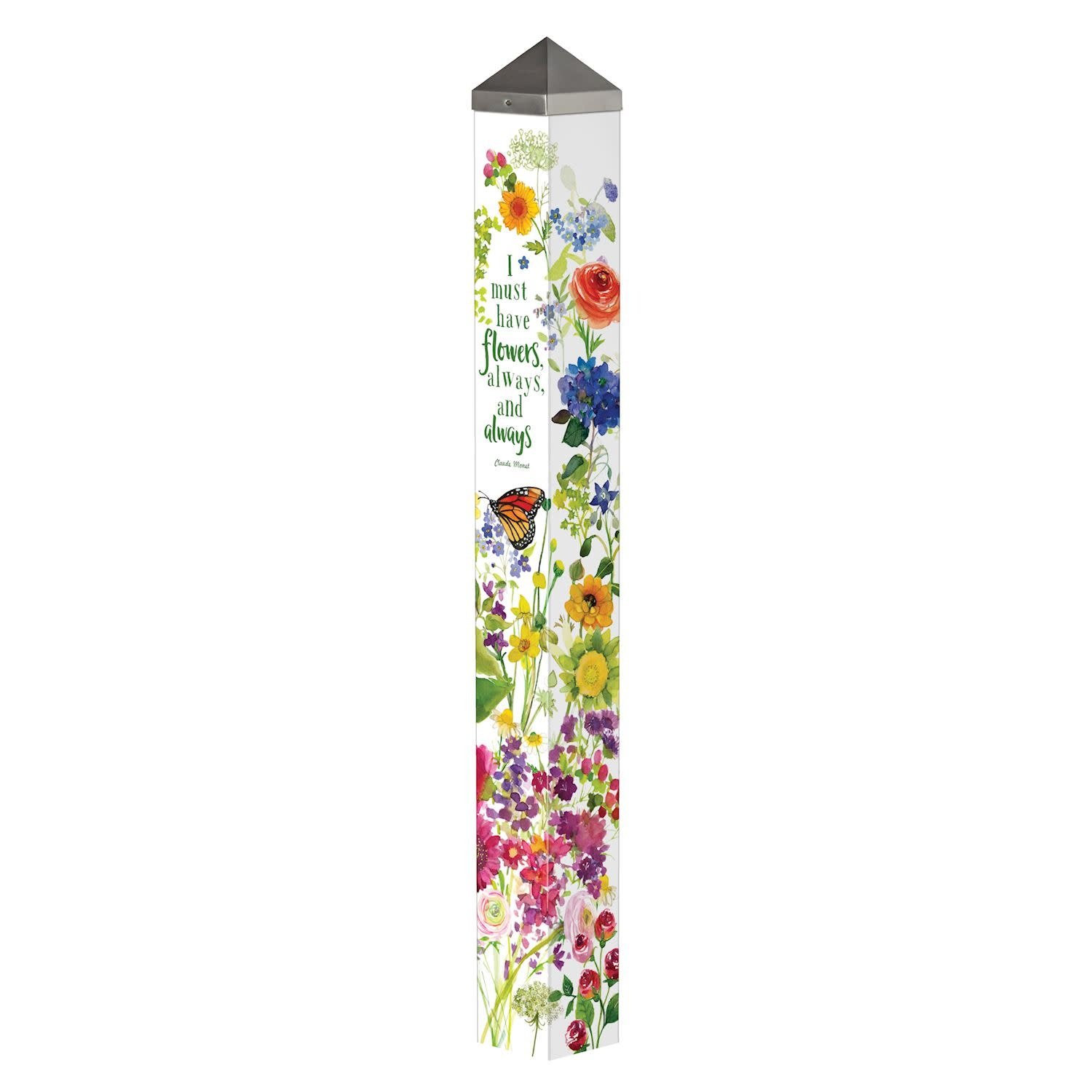 40" Watercolor Flowers Art Pole