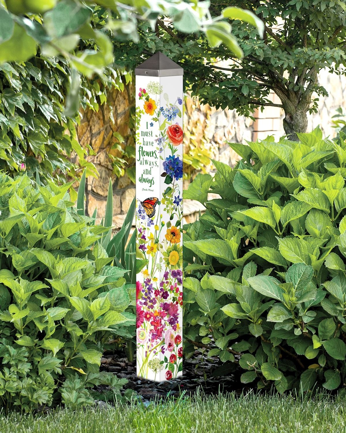 40" Watercolor Flowers Art Pole
