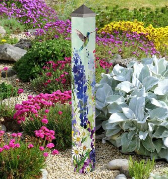 40" Spring Hummingbirds Art Pole